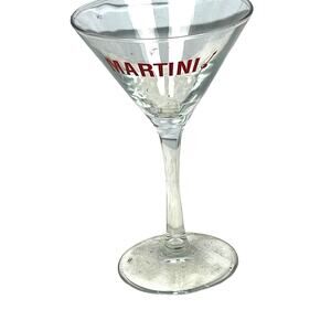 MARTINI GLASS clear stemmed glass 6'' tall with graphic
